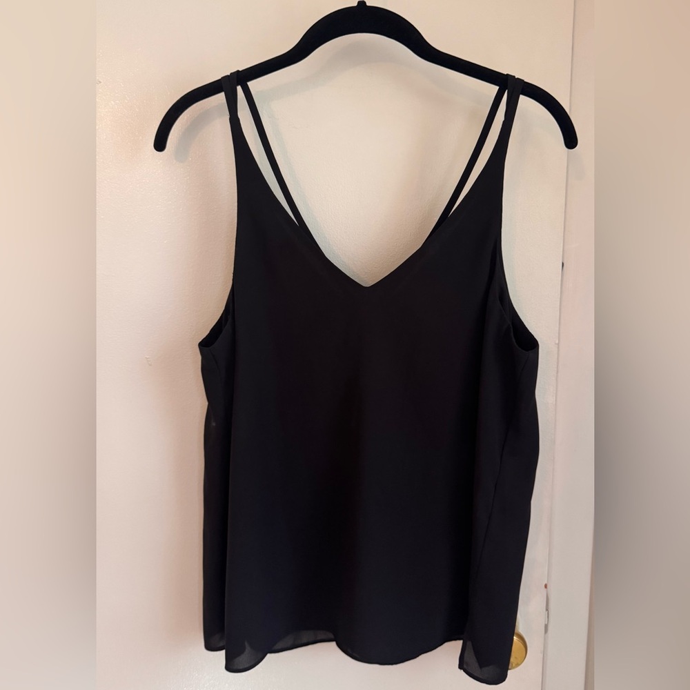 Topshop Black Strappy V-Neck Camisole Tank Size 8 Minimalist Cami - Picture 3 of 7